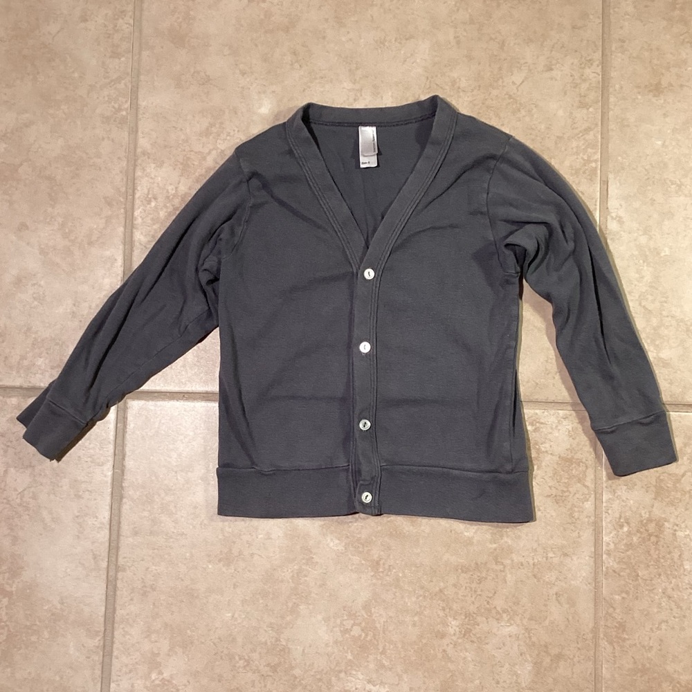 American Apparel Y2K Gray Unisex Button Up Cardigan Cotton Size 6 Ma…